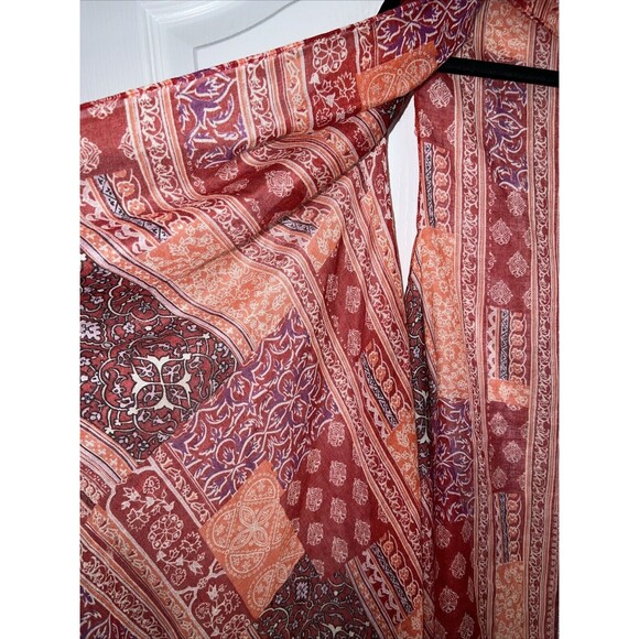 Rampage Swim Cover Scarf Wrap Sheer Red Coral Floral Versatile Sleeveless NWT - Picture 3 of 11